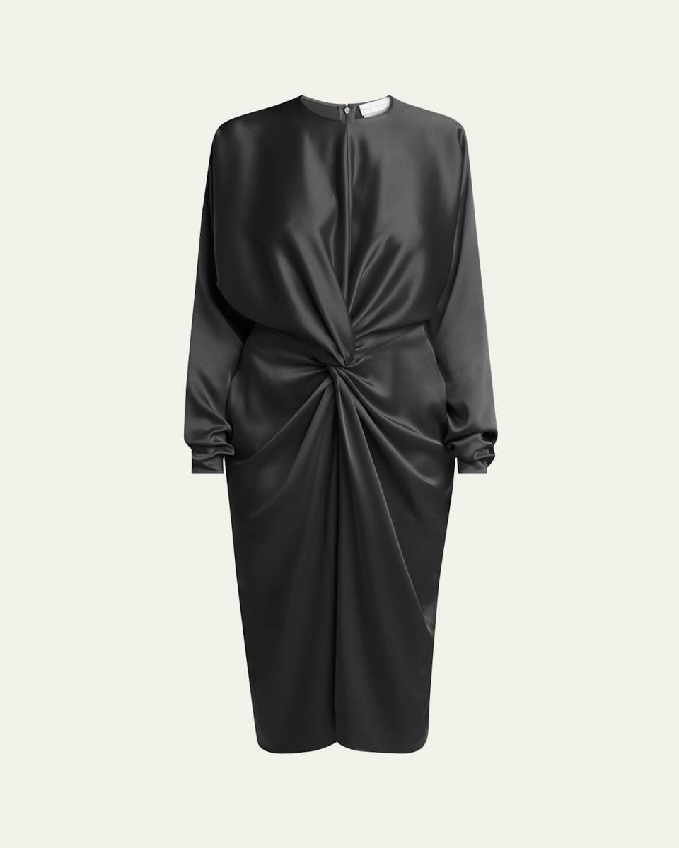 Twist-Front Satin Dress